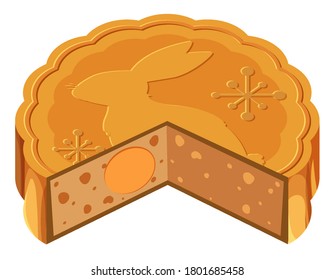 Isolated mooncake on white background illustration