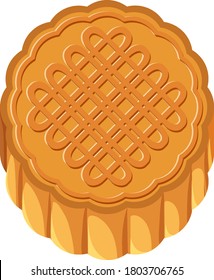 Einziger Mondkuchen auf weißem Hintergrund, Vektorgrafik