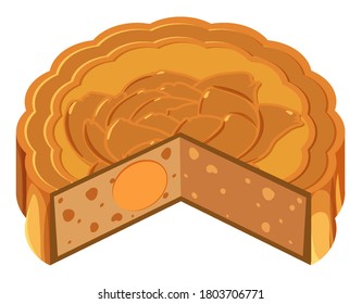 Isolated mooncake on white background illustration