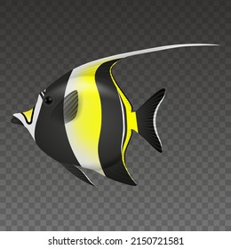 Isolated moorish idol fish illustration