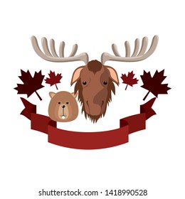 Isolated moose and beaver animal design
