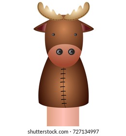 Isolated moose puppet on a white background, Vector illustration