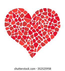 Isolated Mosaic heart vector. Design element for greeting card, invitation, poster.