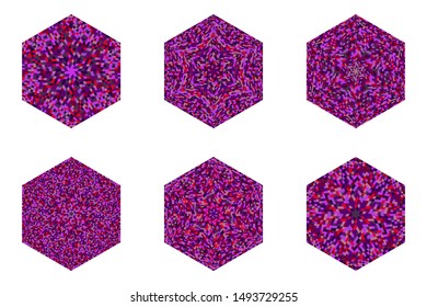 Isolated mosaic hexagon symbol template set - ornamental geometrical hexagonal vector element