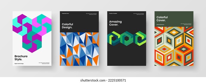 Einzeln Mosaikhexagonen Jahresberichte-Template-Paket. Minimalistischer Katalog Cover Design Vektorgrafik Set.