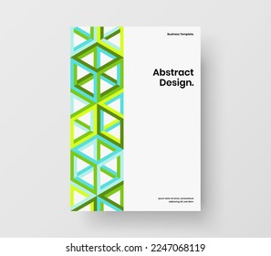 Isolated mosaic hexagons booklet layout. Colorful company cover A4 vector design concept.