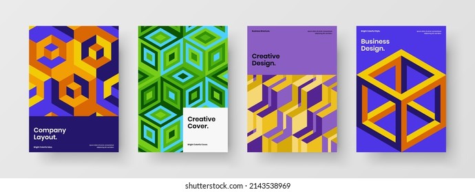 Composición de diseño de página principal de mosaicos aislados. Resumen conjunto de ilustraciones vectoriales de diseño A4 de portada corporativa.