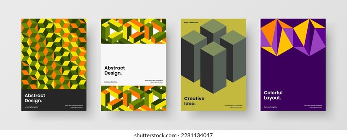 Composición de ilustración de afiches de mosaicos aislados. Limpiar la colección de diseño de vectores de diseño A4 del folleto corporativo.