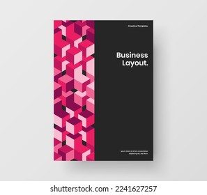 Isolated mosaic pattern book cover template. Colorful corporate brochure A4 vector design illustration.