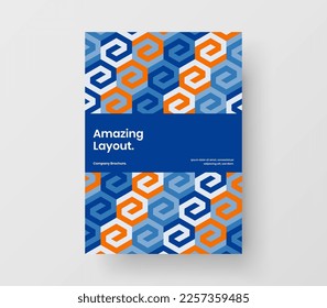 Isolated mosaic pattern company brochure layout. Abstract flyer vector design illustration.