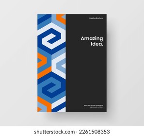 Isolated mosaic pattern company brochure layout. Amazing journal cover A4 vector design illustration.