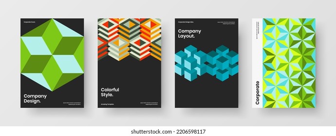 Isolated mosaic pattern leaflet concept composition. Modern banner A4 design vector illustration collection.