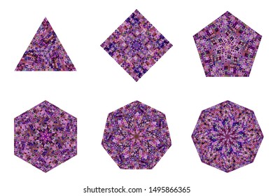 Isolated mosaic polygon logo template set - geometrical ornamental vector element