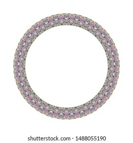 Isolated mosaic round frame - abstract circular geometrical colorful vector design element