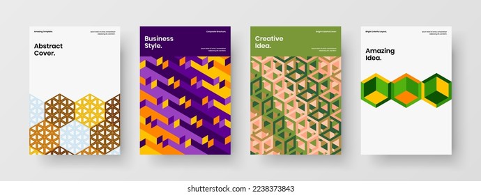 Isolated mosaic shapes banner concept composition. Trendy magazine cover vector design layout set.