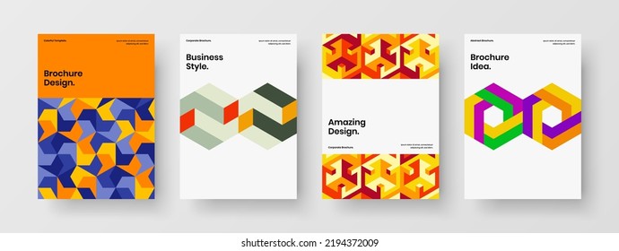 Colección de plantillas de pancartas de formas de mosaico aisladas. Conjunto de conceptos de diseño vectorial de folleto brillante.