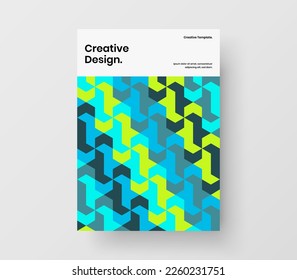Isolated mosaic shapes company identity template. Creative catalog cover A4 design vector concept.
