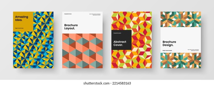 Conjunto de diseño de afiches de formas de mosaico aisladas. Composición de concepto de diseño de vectores de volante premium.
