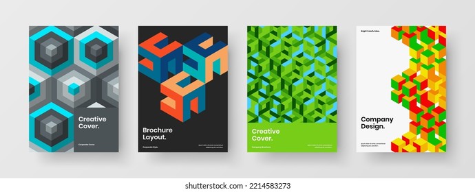 Composición del concepto de volante de mosaicos aislados. Colección de ilustraciones de diseño de vectores de identidad de empresa premium.
