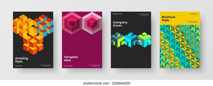 Isolated mosaic tiles postcard concept collection. Simple company identity A4 vector design template composition.
