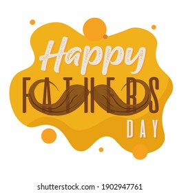 Isolated mostache happy fathers day yellow icon- Vector