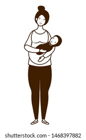 Isolated mother with baby design