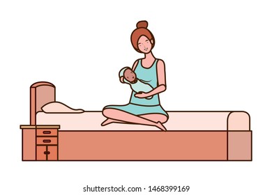Isolated mother with baby design