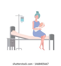 Isolated mother with baby design