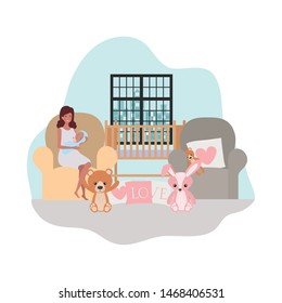Isolated mother with baby design