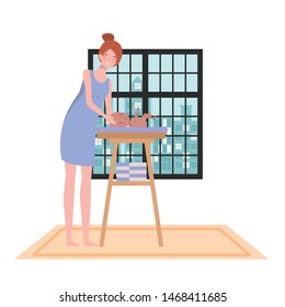 Isolated mother with baby design