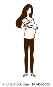 Isolated mother with baby design