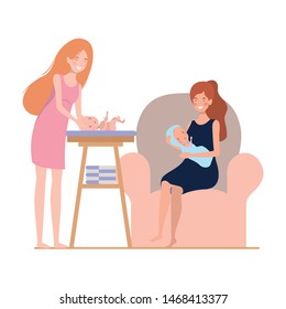 Isolated mothers with babys design