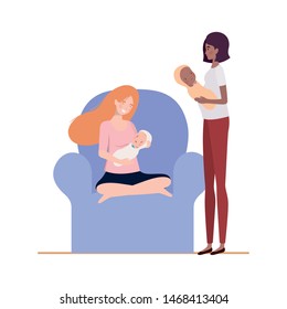 Isolated mothers with babys design