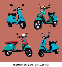 Isolated Motorcycle, Italian style. scooter, moped, motorbike, vintage vehicle