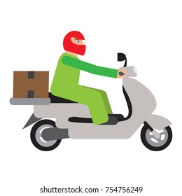 Isolated motorcycle with a man, Delivery icon, Vector illustration