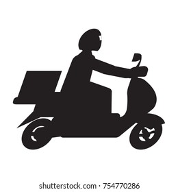 Isolated motorcycle silhouette with a man, Delivery icon, Vector illustration