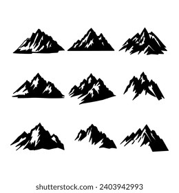 Montaña aislada sobre el fondo blanco. siluetas de montaña.  dibujado a mano. EPS vectorial 10.