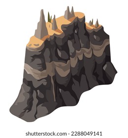 Isolated mountain silhouette, mining granite material adventure isolated