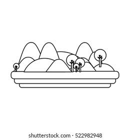 Isolated mountain and trees design