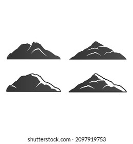 isolated mountain vector on white background, shadow rock of mountain for design element and icon with separated layers