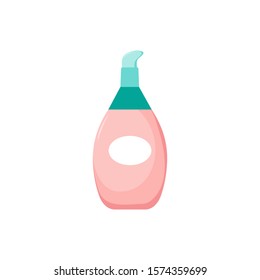 Isolated mousse or cream bottle. Cute skincare cosmetics icon in cartoon style. Beauty woman face nature cosmetic vector illustration 