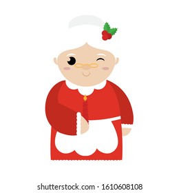 Isolated mrs claus cartoon. Christmas season - Vector illustration design