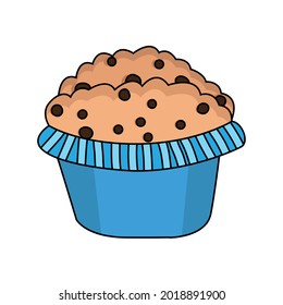 Isolated muffin with chocolate chips Vector illustration