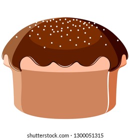 Isolated muffin icon with chocolate glaze. Vector illustration design