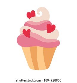 Isolated muffin on white background. Vector illustration in cartoon flat style.