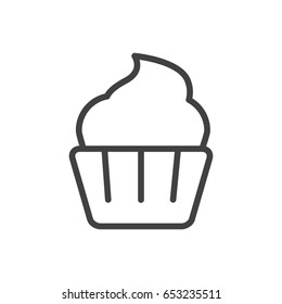 Isolated Muffin Outline Symbol On Clean Background. Vector Cupcake Element In Trendy Style.