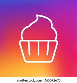 Isolated Muffin Outline Symbol On Clean Background. Vector Cupcake Element In Trendy Style.