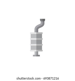 Isolated Muffler Flat Icon. Silencer Vector Element Can Be Used For Car, Silencer, Muffler Design Concept.