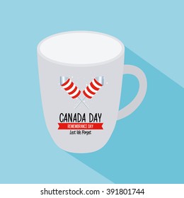 Isolated mug with a pair of rockets and text for canada day celebrations