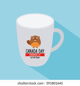 Isolated mug with text and a beaver on a blue background